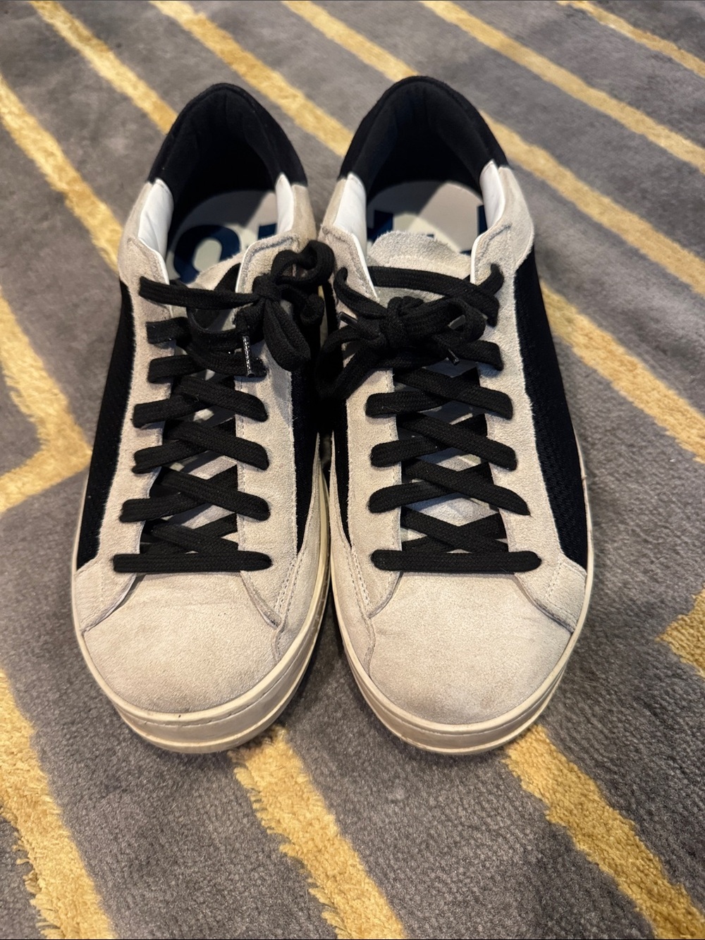 P448 John sneakers black side vented panels light  grey suede toe caps/trim. 41